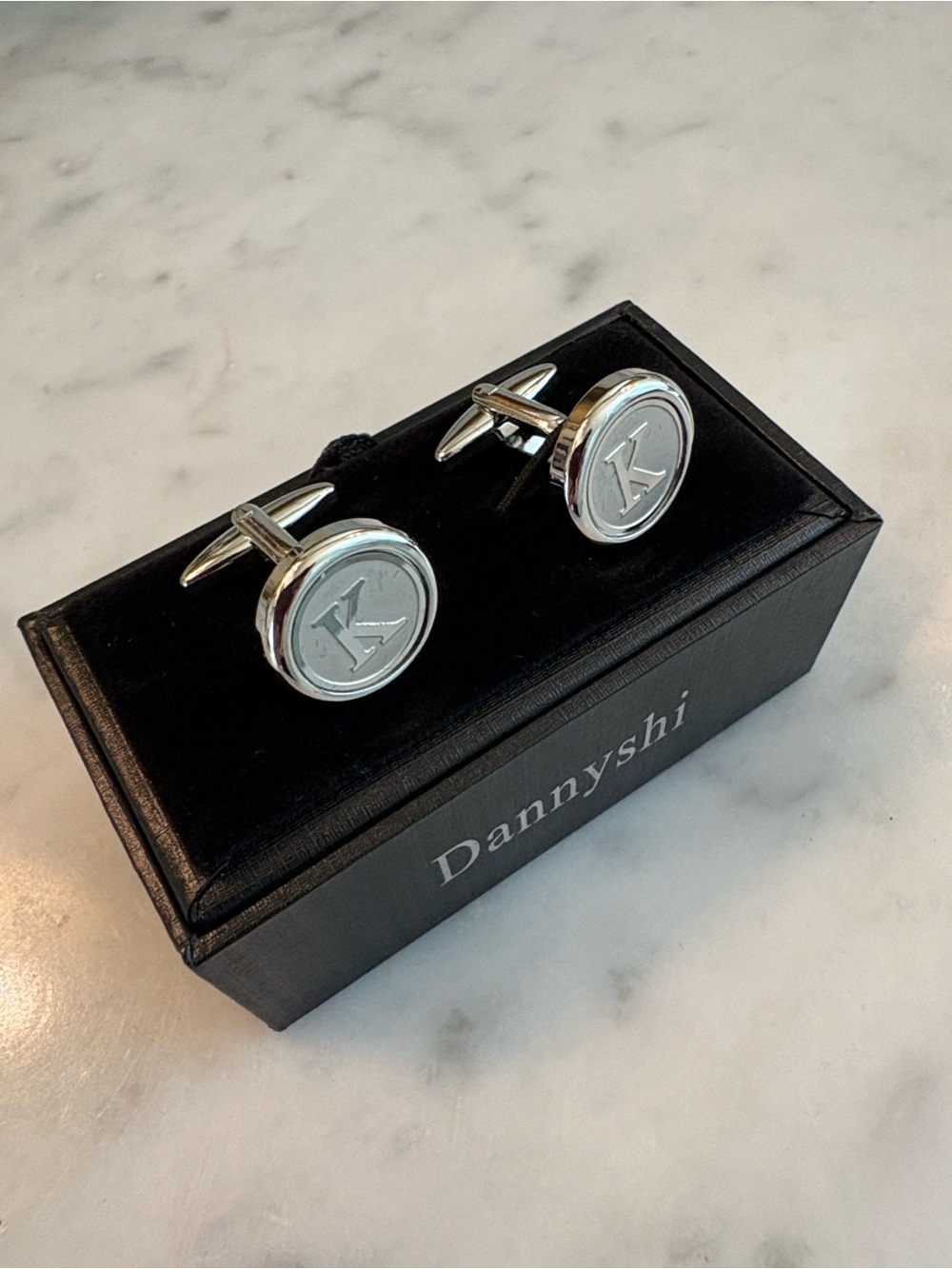 Silver 'K' Monogram Round Cufflinks
